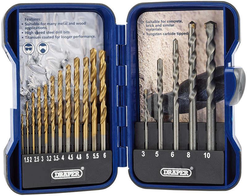 15 Piece Combined HSS And Masonry Drill Bit Set - 18551 