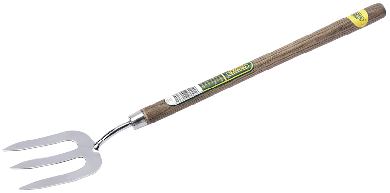 Stainless Steel Weeding Fork With Intermediate Length Ash Handle - 20636 