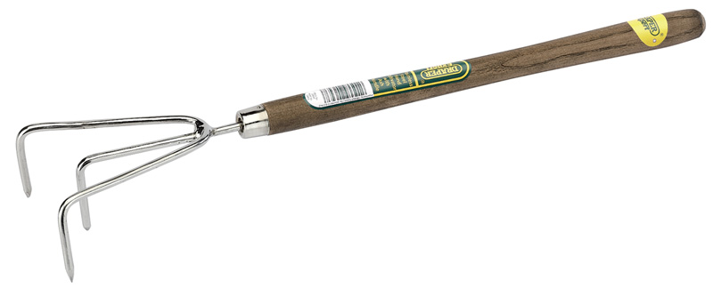 Stainless Steel Hand Cultivator With Intermediate Length Ash Handle - 20643 
