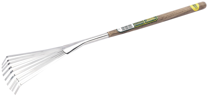 Stainless Steel Hand Shrub Rake With Intermediate Length Ash Handle - 20649 