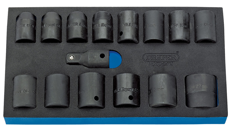 Expert 15 Piece 1/2" Square Drive Set Of Draper Expert Hi-Torq® Metric Impact Sockets - 20801 