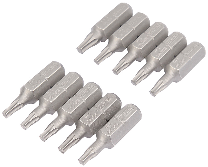 Expert Bag Of 10 T10 Torx X 26mm X 1/4" Hexagon Shot Blast Screwdriver Bits - 20915 