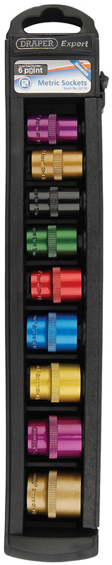 Expert 9 Piece Set Of 3/8" Square Drive 6 Point Draper Expert Hi-Torq® Metric Satin Co - 22170 