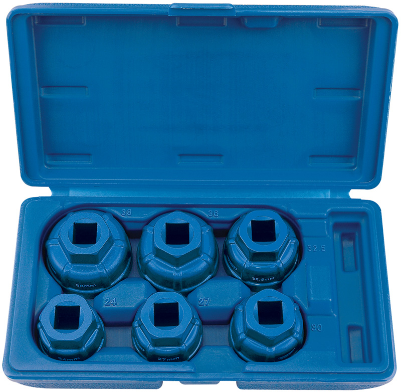 Expert 6 Piece 1/2" Square Drive Oil Filter Cap Socket Set - 22491 