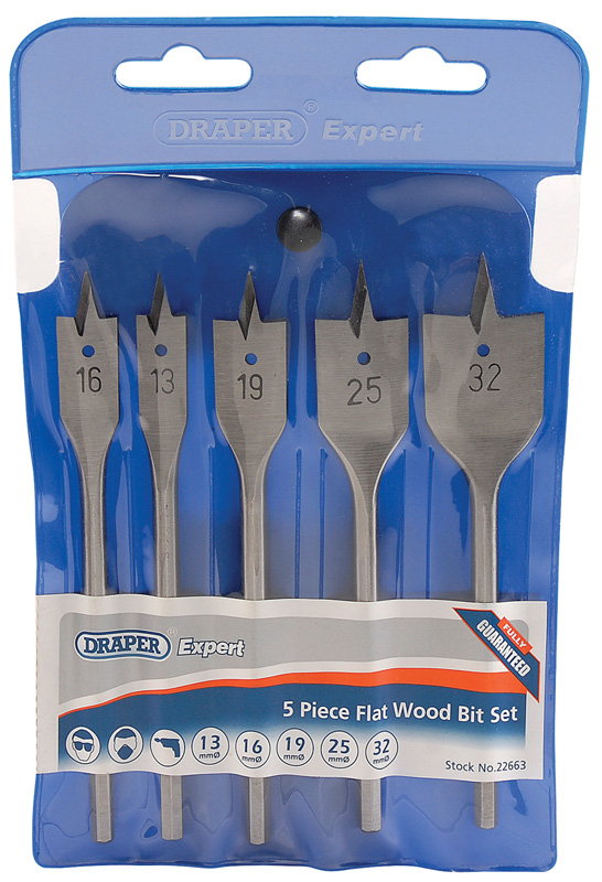 Expert 5 Piece Flat Wood Bit Set - 22663 