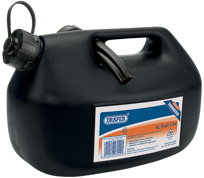 5L Plastic Fuel Can - Black - 23229 