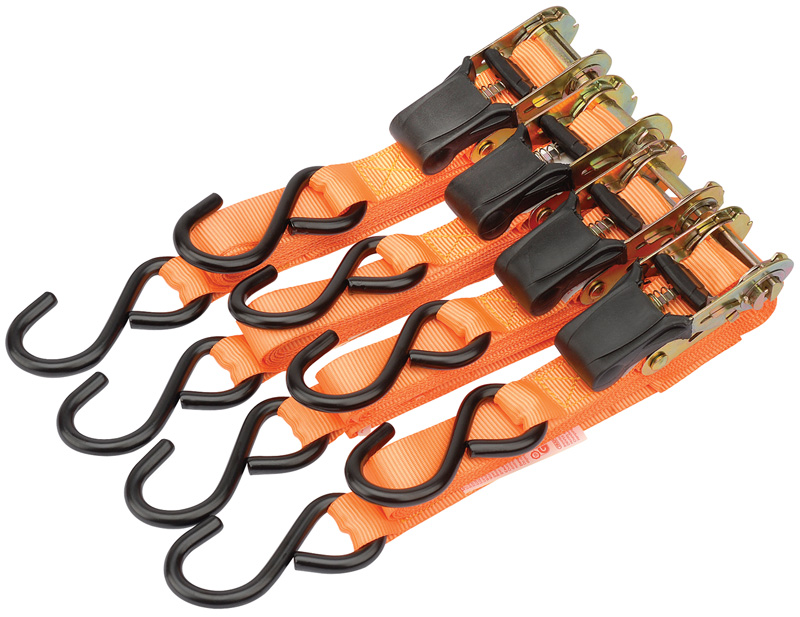 Pack Of Four 5m X 25mm Ratchet Tie Down Straps - 24890 