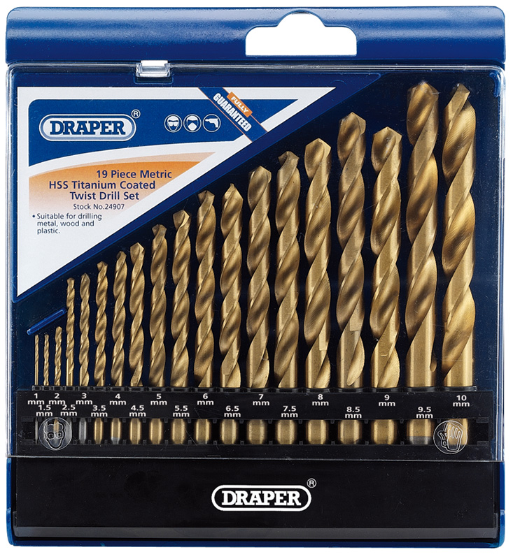 19 Piece Metric HSS Titanium Coated Drill Set - 24907 