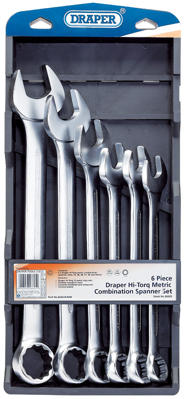 6 Piece Draper Hi-Torq® Metric Combination Spanner Set - 26695 