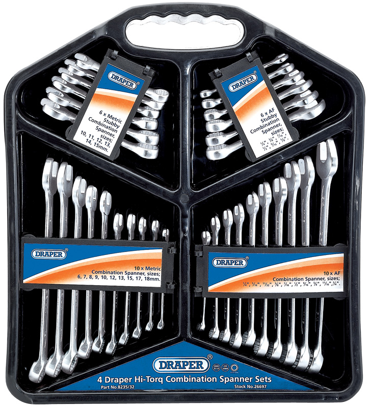Four Hi-Torq® Combination Spanner Sets (2 Metric And 2 AF) - 26697 