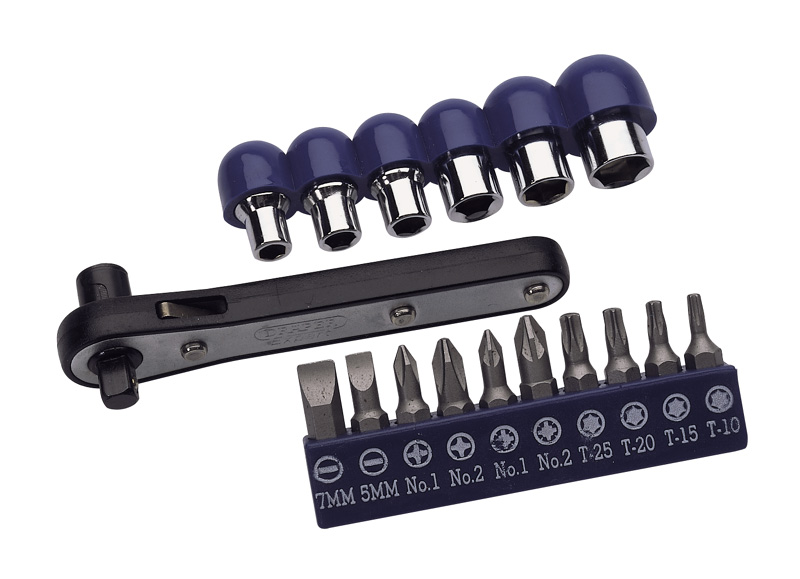 17 Piece Offset Ratchet Screw And Socket Driver Set - 30781 