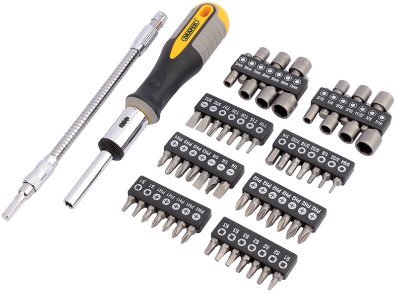 DIY Series 58 Piece Soft Grip Ratchet Screwdriver And Bit Set - 31173 