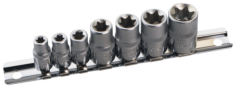 Expert 7 Piece Set Of Draper TX-Star Sockets On A Rail - 31379 