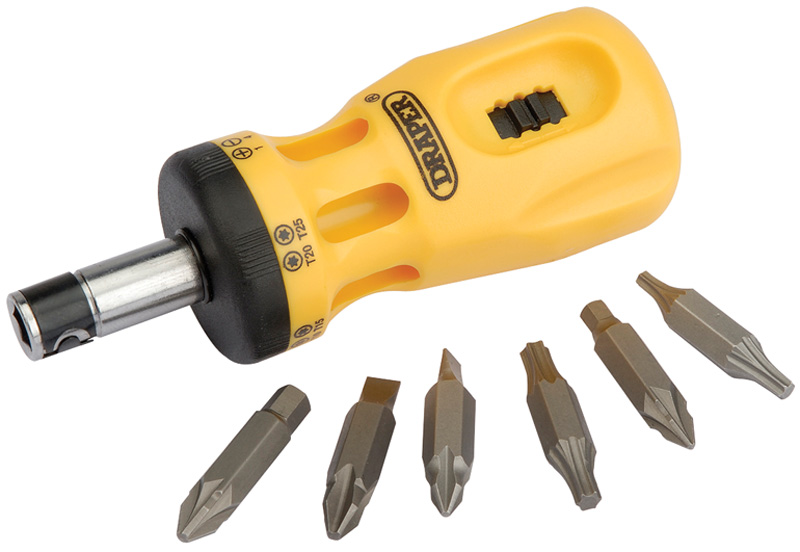 DIY Series 7 Piece Chubby Ratchet Screwdriver And Bit Set - 31459 