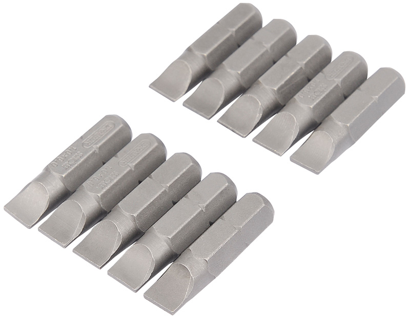 Expert Bag Of 10 6mm Plain Slot X 25mm X 1/4" Hexagon Shot Blast Screwdriver Bits - 33790 