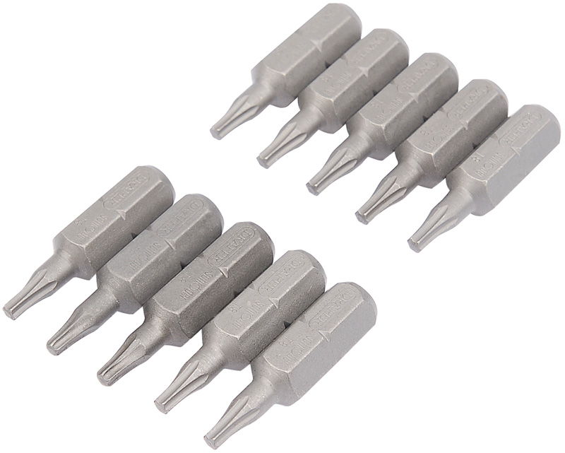 Expert Bag Of 10 T8 Torx X 26mm X 1/4" Hexagon Shot Blast Screwdriver Bits - 33800 