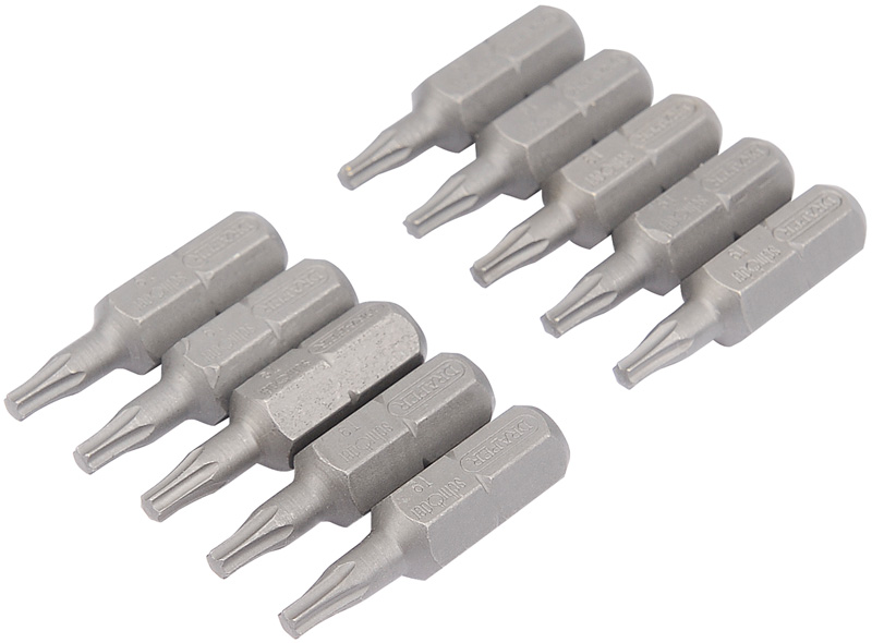 Expert Bag Of 10 T9 Torx X 26mm X 1/4" Hexagon Shot Blast Screwdriver Bits - 33801 