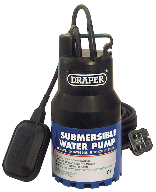 144l/min (max.) 350W 230V Submersible Water Pump With Float Switch - 35465 