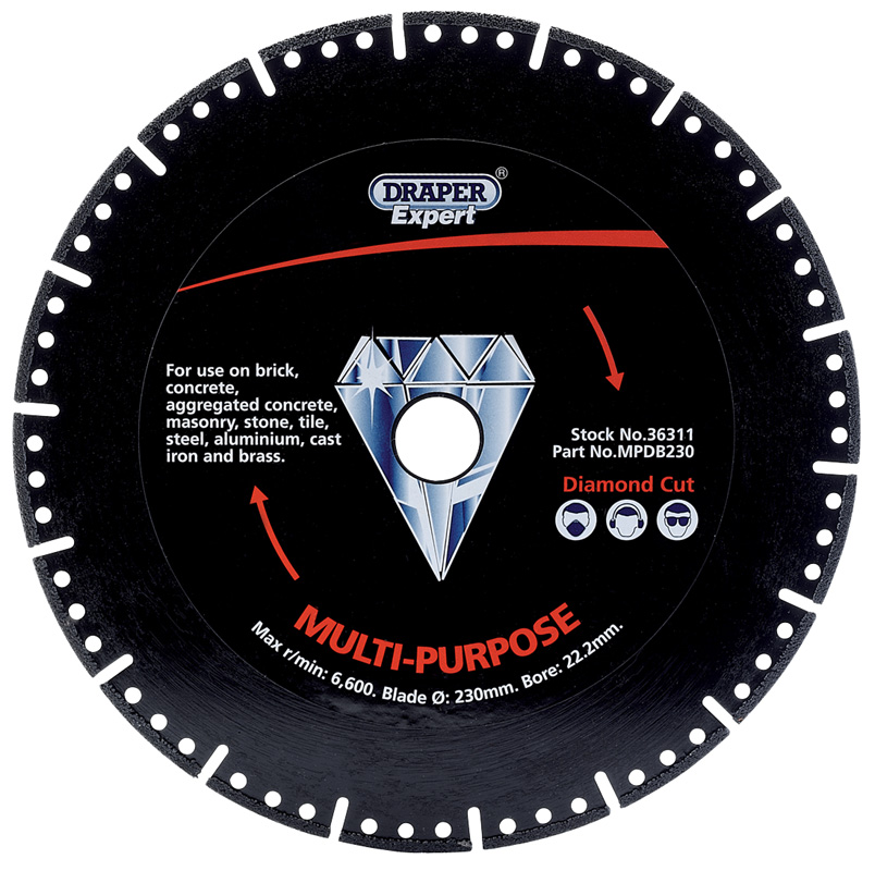 230 X 22.2mm Multi-Purpose Segmented Diamond Cutting Blade - 36311 