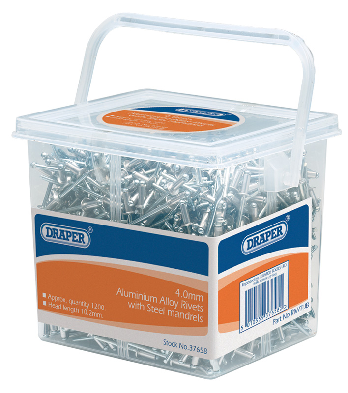 Tub Of 1200 (Approx) 4.0mm Diameter Blind Rivets - 37658 