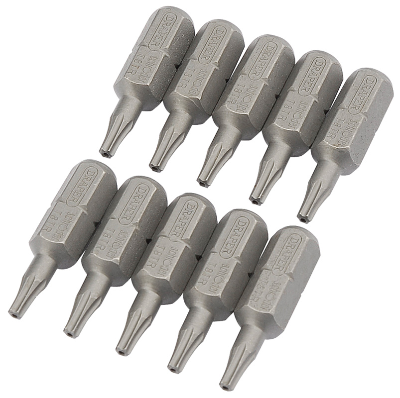 Expert Bag Of 10 T8 Torx Security X 26mm X 1/4" Hexagon Shot Blast Screwdriver Bits - 37800 