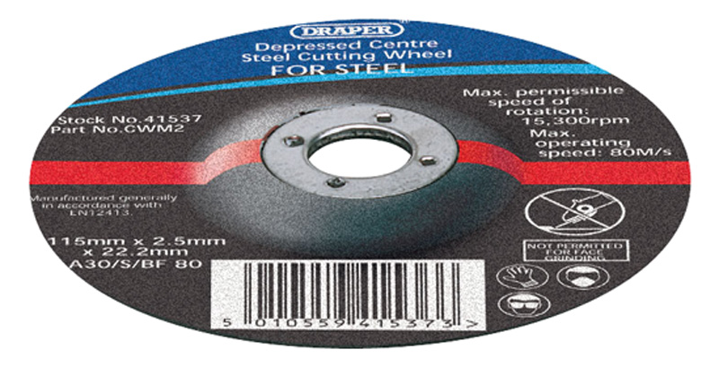 115 X 22.2 X 2.5mm Depressed Centre Metal Cutting Wheel - 41537 