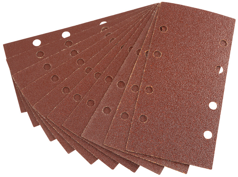 Ten 90 X 187mm Assorted Grit Aluminium Oxide Sanding Sheets - 42621 