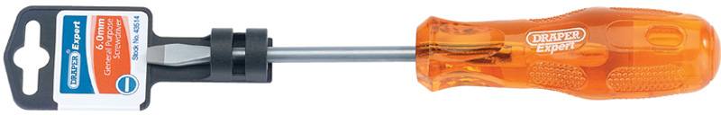Expert 9.5mm X 200mm Plain Slot Flared Tip Engineers Screwdriver (Display Packed) - 43516 
