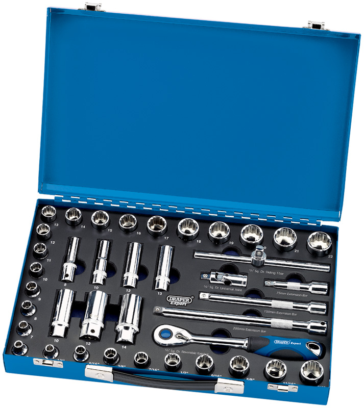 Expert 39 Piece 3/8" Square Drive MM/AF Combined 12 Point Socket Set In Metal Case - 43592 - SOLD-OUT!! 