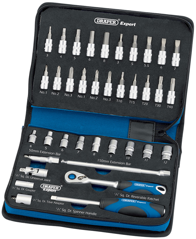 Expert 37 Piece 1/4" Square Drive Metric 6 Point Socket And Socket Bit Set - 43638 - SOLD-OUT!! 
