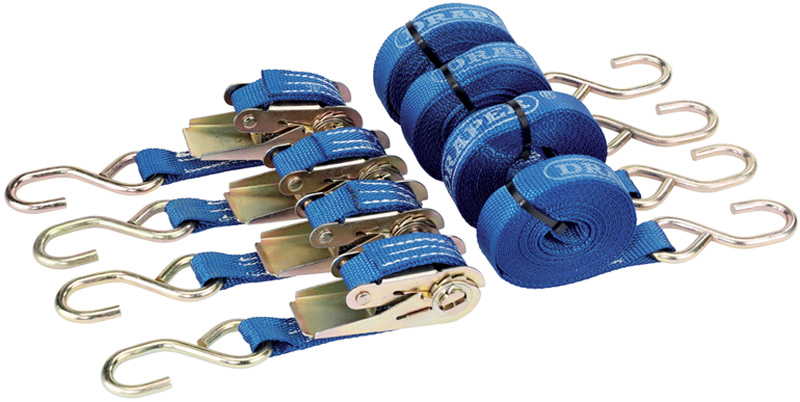 Pack Of Four 4.5m X 25mm Tie Down Straps - 45279 