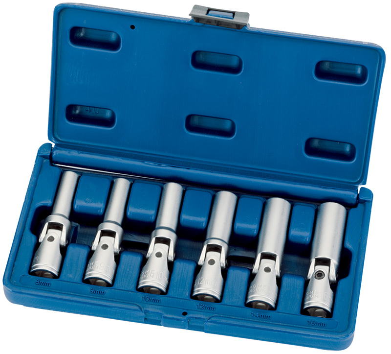 Expert 6 Piece 3/8" Square Drive Flexible Glow Plug Socket Set - 46858 