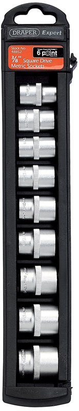 Expert 9 Piece 3/8" Square Drive Set Of 6 Point Draper Expert Hi-Torq® Satin Chrome Me - 48852 