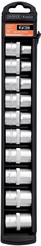 Expert 10 Piece 1/2" Square Drive Set Of 6 Point Draper Expert Hi-Torq® Satin Chrome M - 48854 