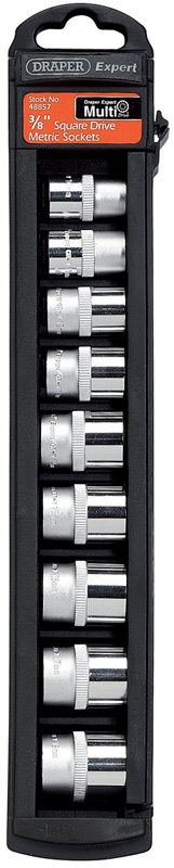 Expert 9 Piece Set Of 3/8" Square Driver 12 Point Draper Expert Multi-Drive® Sockets - 48857 