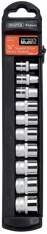 Expert 10 Piece Set Of 1/4" Square Drive 12 Point Draper Expert Multi-Drive® Sockets - 48859 