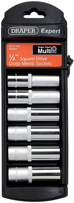 Expert 6 Piece Set Of 1/2" Square Drive 12 Point Deep Draper Expert Multi-Drive® Socke - 48860 