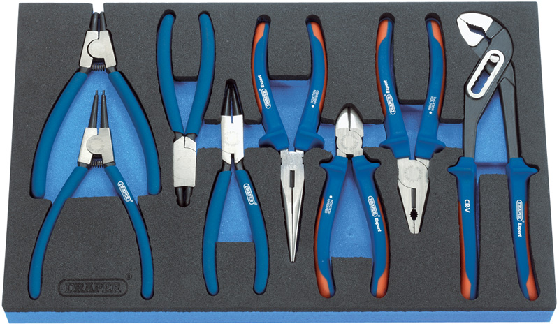 Expert 8 Piece Heavy Duty Soft Grip Pliers Set In Eva Foam Insert Tray - 49406 