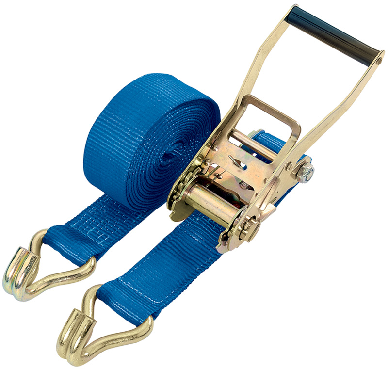 8m X 50mm Heavy Duty Ratchet Tie Down Straps With Hooks - 49489 