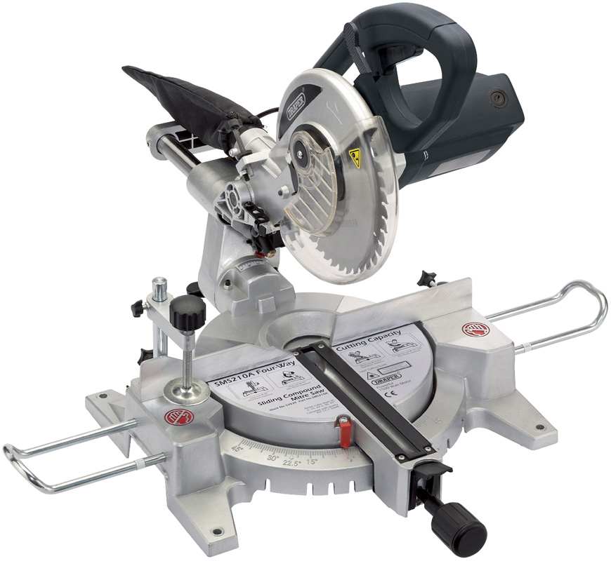 210mm 1500W 230V Sliding Compound Mitre Saw With Laser Cutting Guide - 52939 