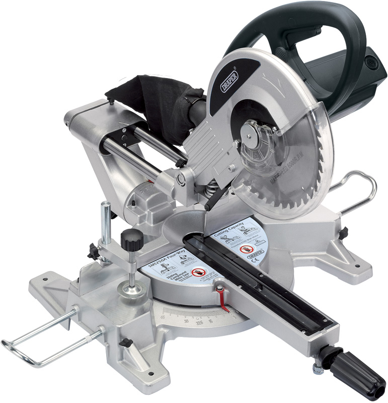 250mm 2100W 230V Sliding Compound Mitre Saw With Laser Cutting Guide - 52947 