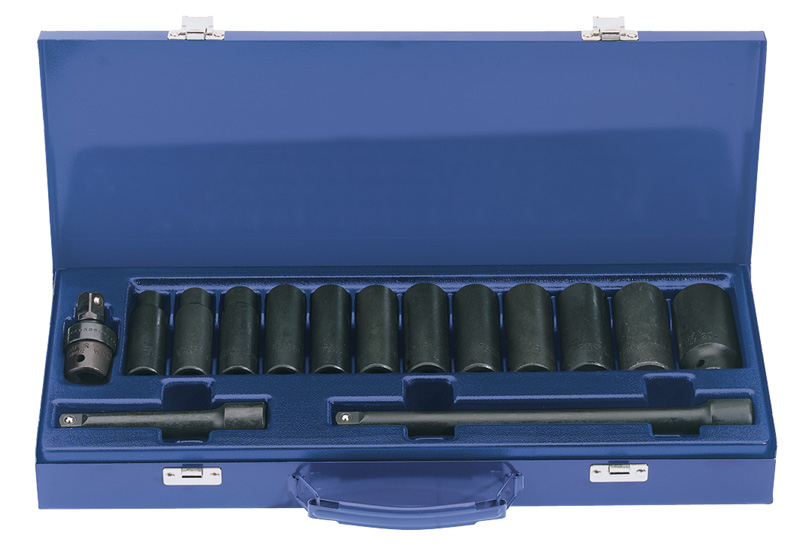 Expert 15 Piece 1/2" Square Drive Hi-Torq® Metric Deep Impact Sockets And Accessories - 54650 