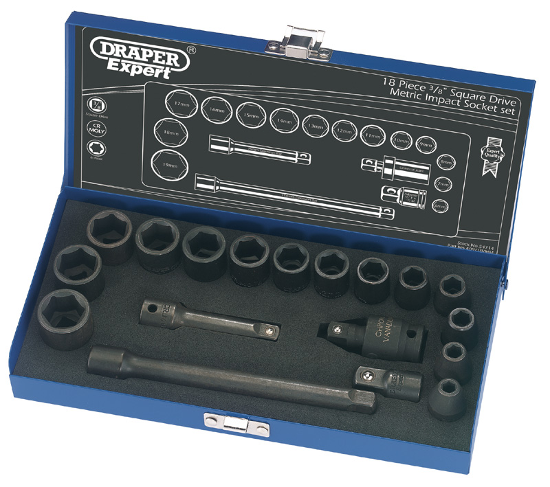 Expert 18 Piece 3/8" Square Drive Hi-Torq® Impact Socket Set - 54714 