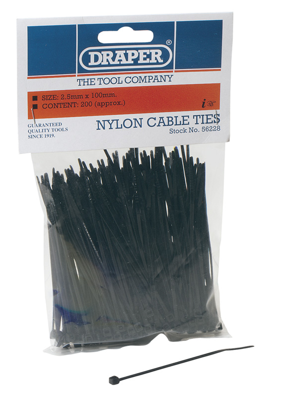 200 Piece Nylon Cable Tie Pack - 56228 