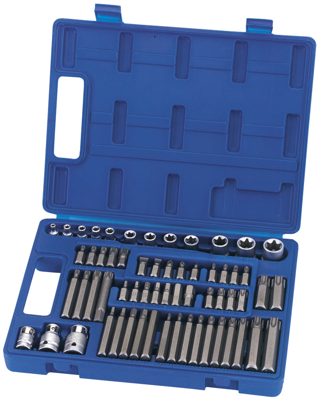 Expert 61 Piece 3/8, 1/2" Square Drive Mechanics Socket And Bit Set - 59985 