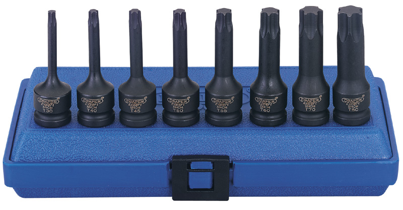 Expert 8 Piece 1/2" Square Drive Draper TX-Star Impact Socket Bit Set - 60474 