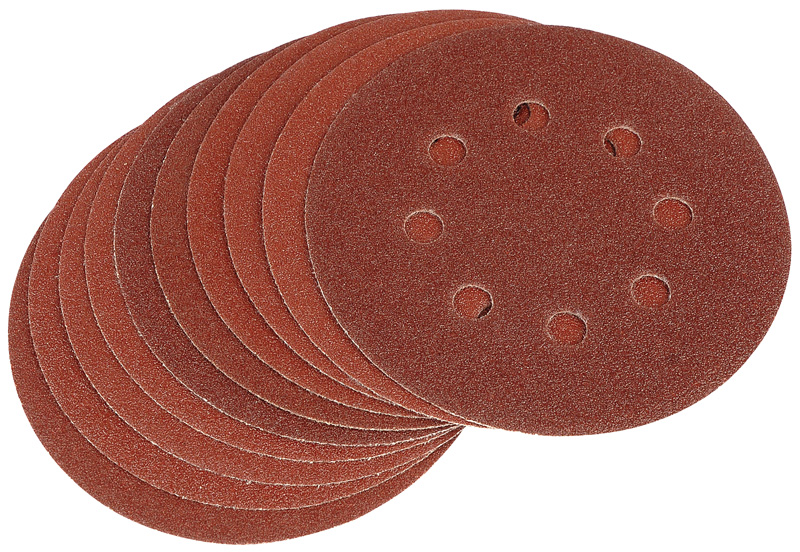 Ten 125mm 80 Grit Hook And Loop Sanding Discs - 63368 