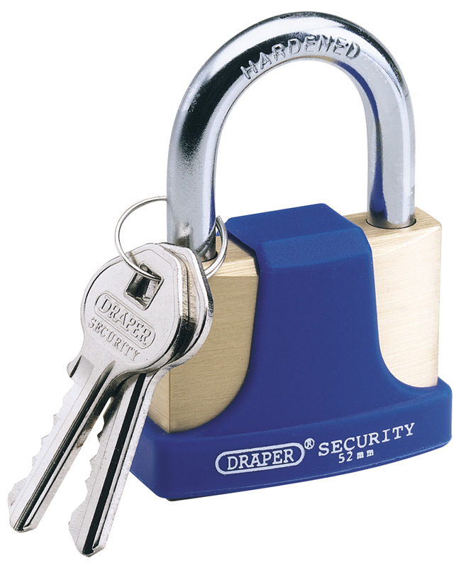 32mm Solid Brass Padlock And 2 Keys With Hardened Steel Shackle And Bumper - 64164 