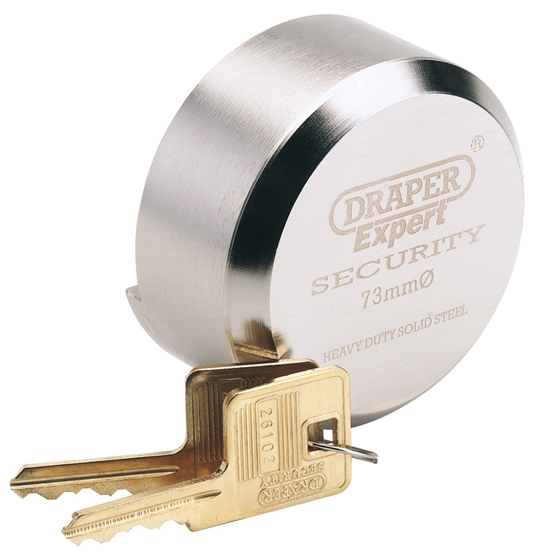 Expert 73mm Diameter Solid Steel Padlock With Concealed Hardened Steel Shackle And 2 Keys - 64525 