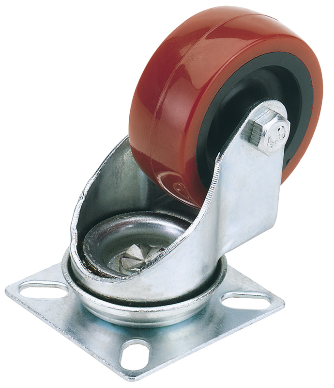 50mm Diameter Swivel Plate Fixing Polyurethane Wheel - S.w.l. 50kg - 65508 